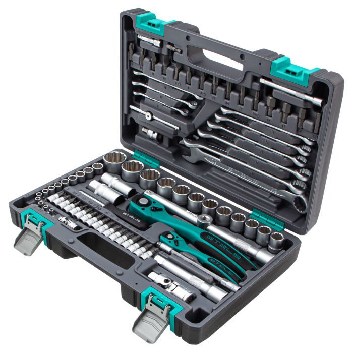 Набор инструментов 1/4''&1/2'' CrV 82 пр. 12-гр. Stels 14117