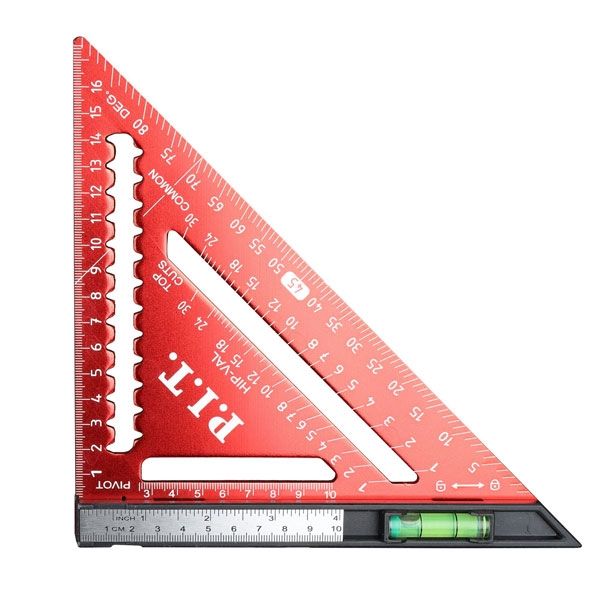 Угольник Свенсона метрический плотницкий с пузырьковым уровнем HSQR04-0180B (180 мм, магнит) PIT HSQR04-0180B