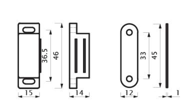 Защелка магнитная мебельная малая коричневая, упак 5 шт., AKS 57252