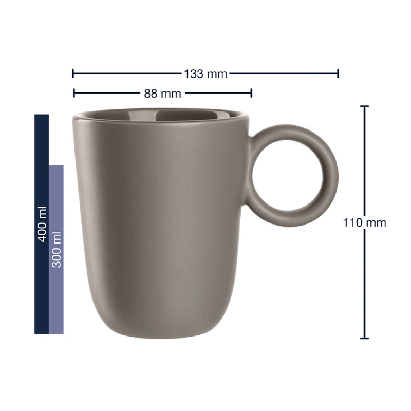 Кружка керамическая "ROMA", 400 мл, серо-коричневый