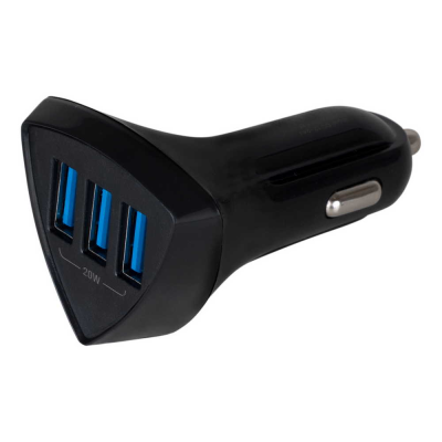 Зарядное устройство (адаптер) 12/24V 20W USBx3 (QC) треугольный черный SKYWAY S04601019