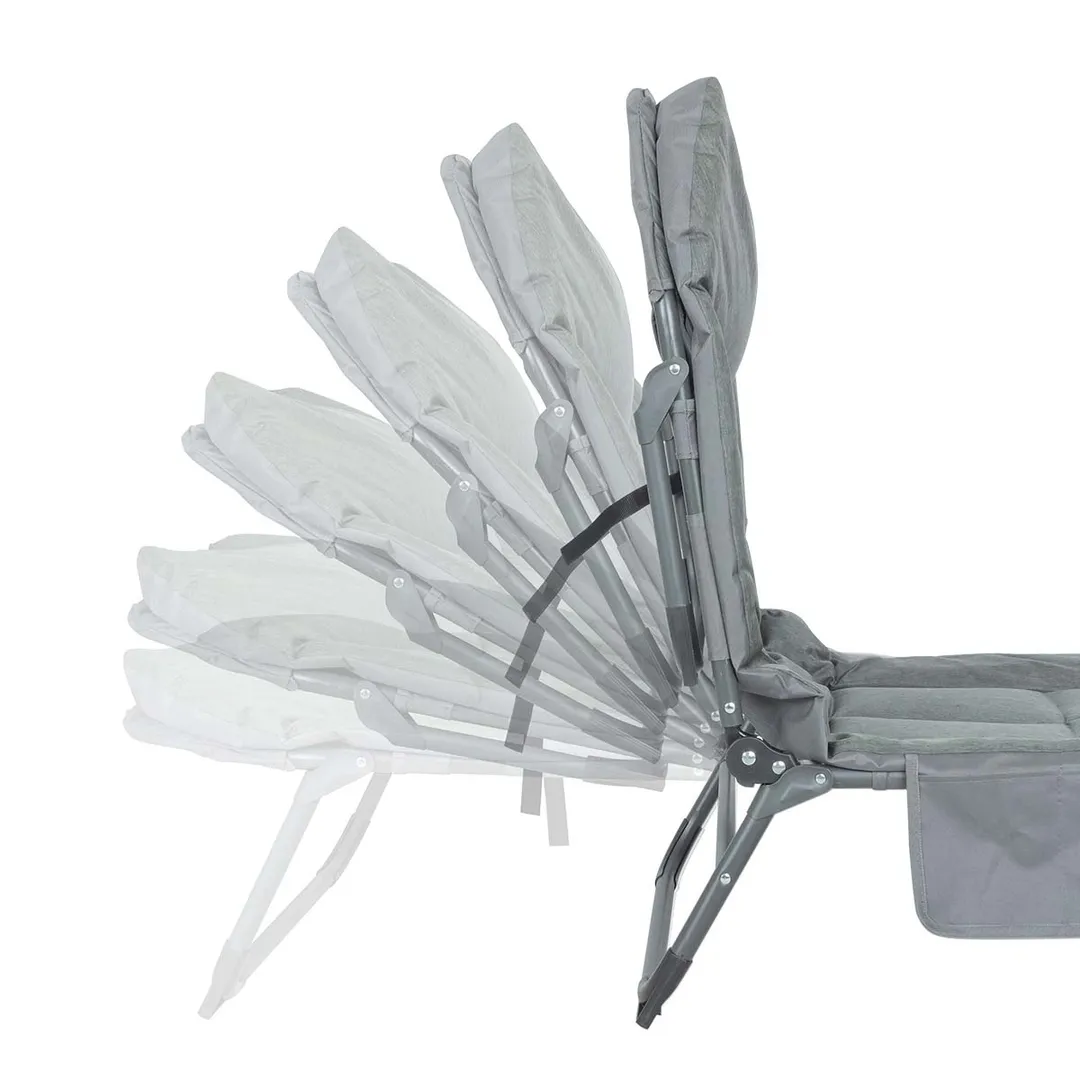 Шезлонг с зонтиком ForceKraft FK-FG-HY-8008BL-Z GRAY