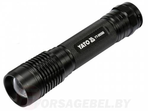 Фонарик 1204х27 мм. 6W, 500lm, 3.7V, USB, IPX7, zoom Yato YT-08568