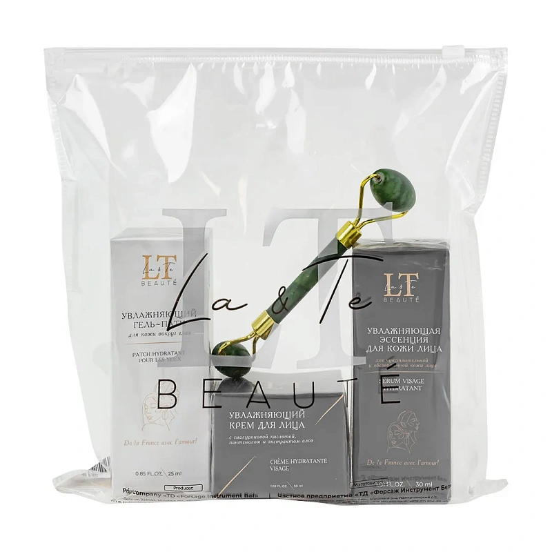 Набор косметики, гель-патч, эссенция для лица, крем для лица, ролликовый массажер La and Te beaute LT-22