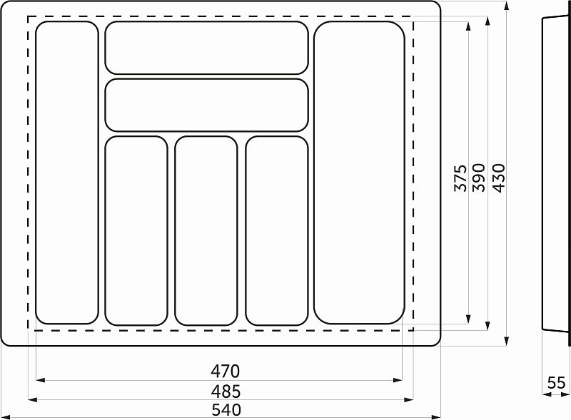 Лоток для столовых приборов 600 BASIC 540*430, белый AKS 113744