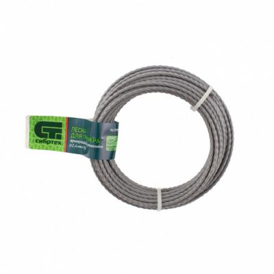 Леска для триммера квадратная витая, армированная алюминием, Сибртех