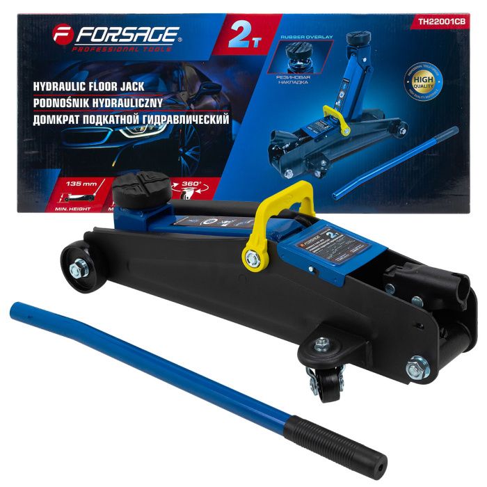 Домкрат подкатной 2 т, 135-385 мм, гидравлический с резиновой накладкой Forsage F-TH22001CB