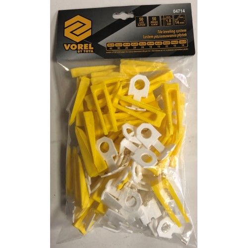 Система для выравнивания плитки 1 мм (клипсы 50 шт., клинья 50 шт.) Vorel 04714