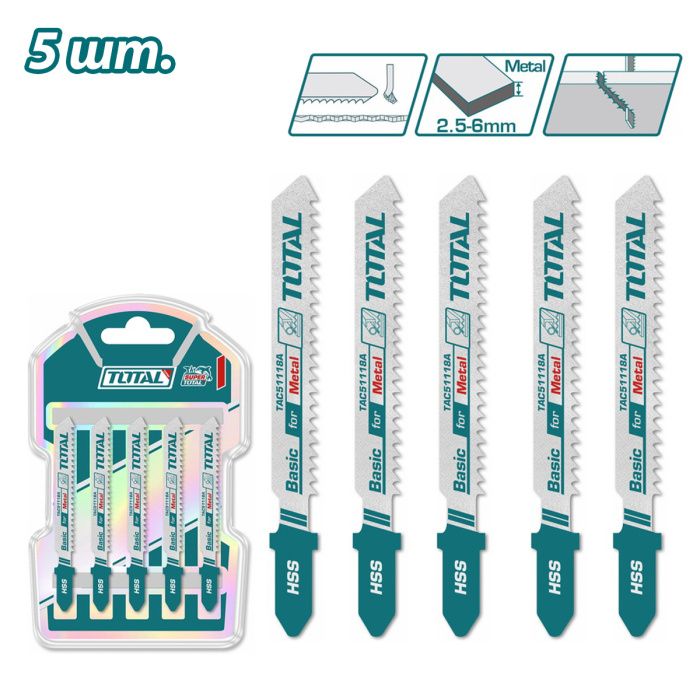 Пилка для лобзика 50 мм по металлу TOTAL TAC51118A (5 шт)