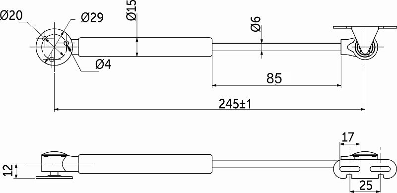 Подъемник газовый верхний 120N белый AKS 115813