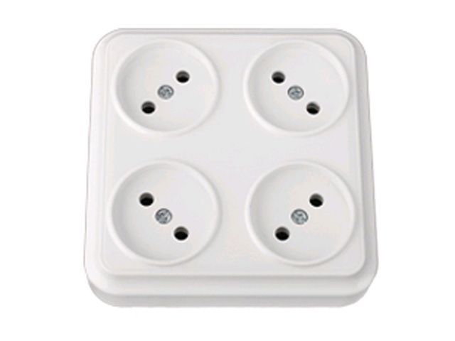 Розетка 4-ая (открытая, б/з) белая, Вариант, Bylectrica РА16-0191