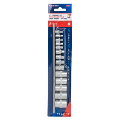 Набор головок Е-профиль 15 пр. Е4-Е8, Е10-Е14, Е16-Е24 1/4''&3/8''&1/2'' Forsage F-4158