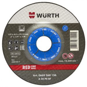 Зачистной круг d 230x6,0 мм., изогн., RED LINE, сталь WÜRTH 0669260236