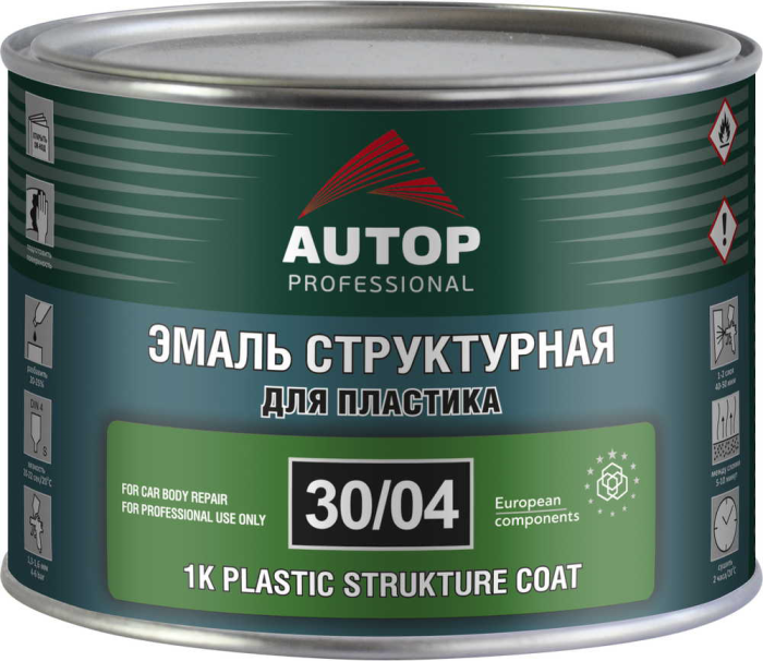 Эмаль1K структурная для пластика мелкая черная Банка, 0,5 л AUTOP ATP-CT30/04-05/P2