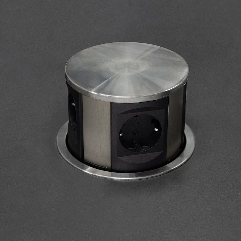 Выдвижной удлинитель Tor USB, 120 мм 3 розетки, 2xUSB A, сталь, AKS 131537