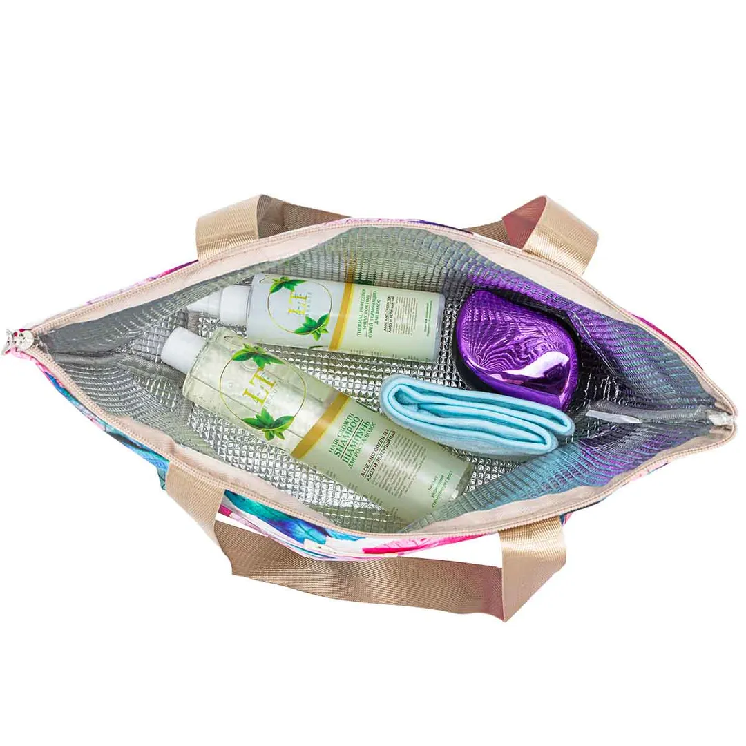 Набор Алоэ и Зеленый чай, термосумка LT-BS1, повязка бирюзовая, шампунь для роста волос, спрей термозащита, расческа La and Te beaute LT-22Bag