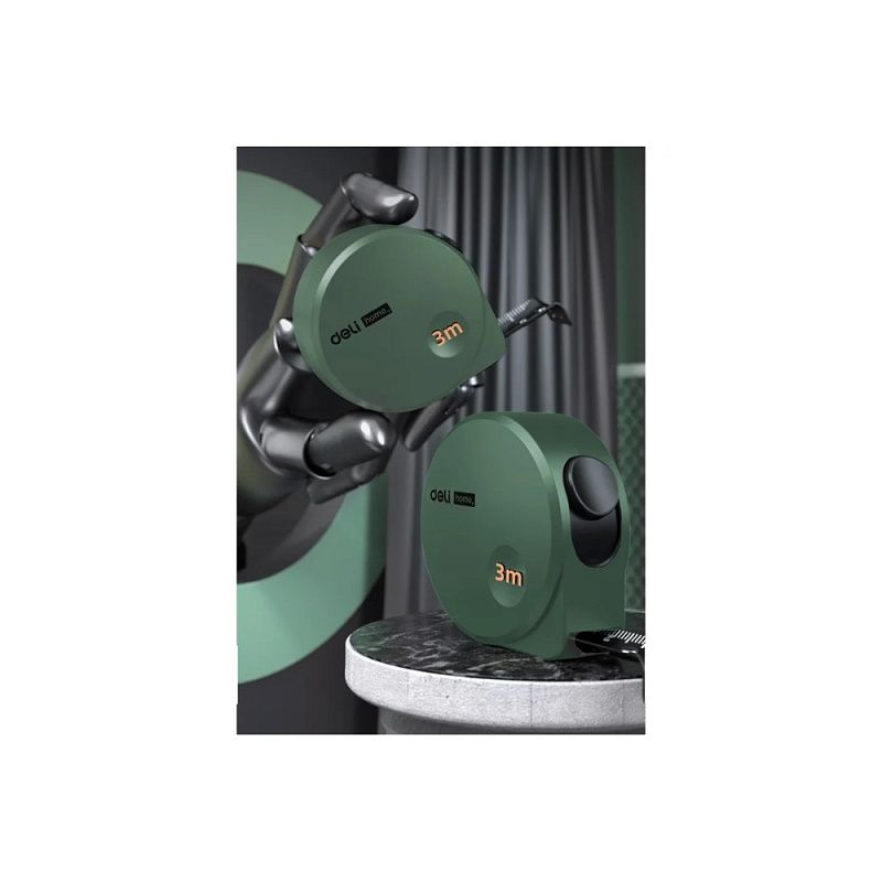 Рулетка Deli HS HT8316L, 3 м х 6 мм, Soft Touch, зеленый