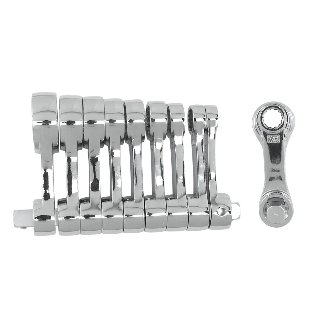 Набор дюймовых накидных ключей с воротком, односторонних, 9 пр. DISEN DS-KT5095P