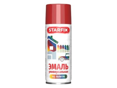 Краска-эмаль аэроз. универсальная красный огонь Starfix 520мл (3000) (Огненно красный, глянцевая) SM-97028-1