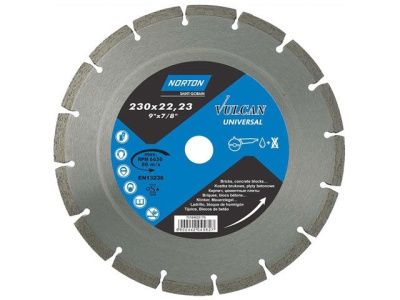 Алмазный круг 230х22.2 мм универс. сегмент. VULCAN UNI NORTON 70184625178