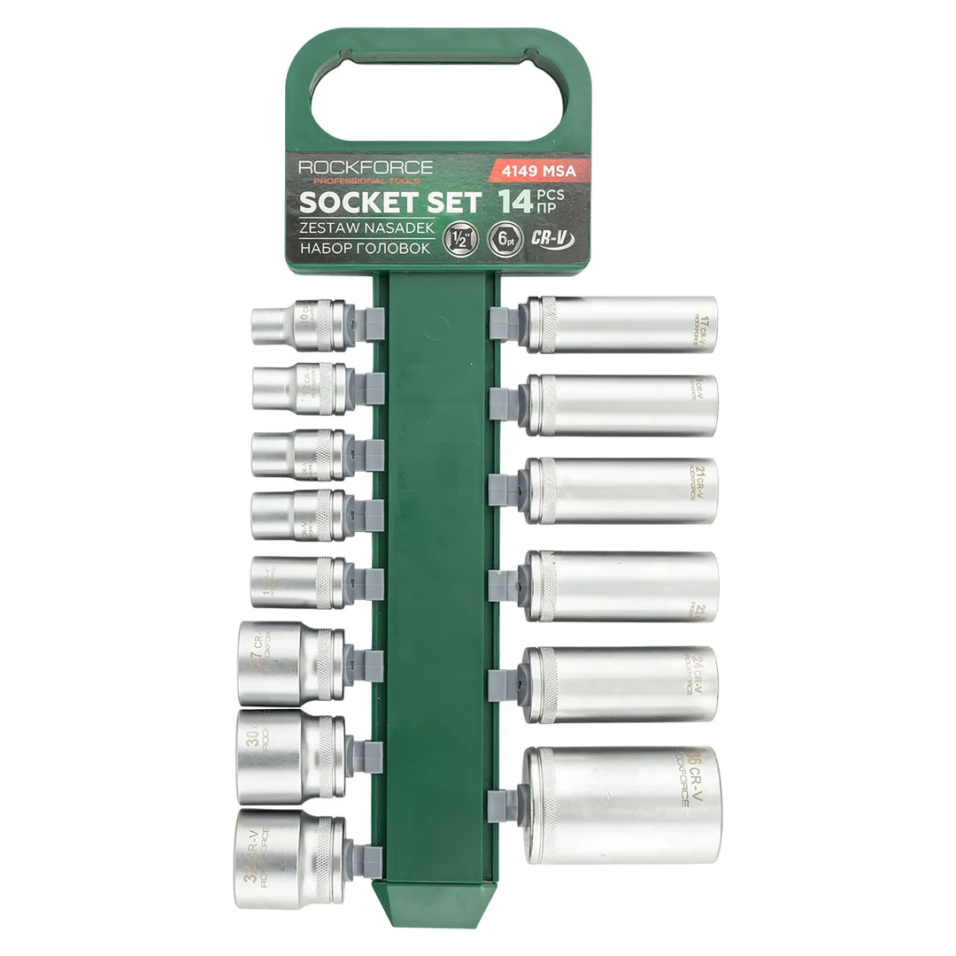 Набор глубоких и коротких головок 10-36 мм 1/2'' 6-гр 14 пр RockForce RF-4149 MSA