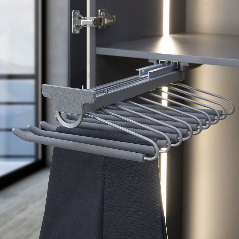 Выдвижная вешалка для брюк BRUNO крепл.верх./правое 340*470*130, графит PRIME by AKS 115592
