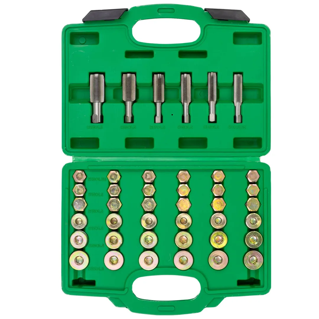 Набор метчиков и пробок для восстановления резьбы маслосливных отверстий 114 пр. RockForce RF-964G2