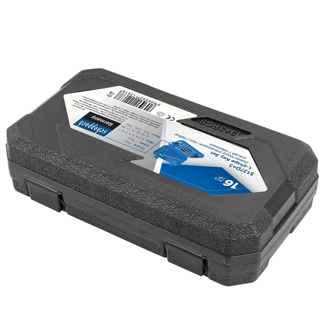 Набор Г-образных ключей HEX (6-гр) 2-19 мм, TORX T25, T30, T40 13+3 пр Scheppach Sch-5137D+3