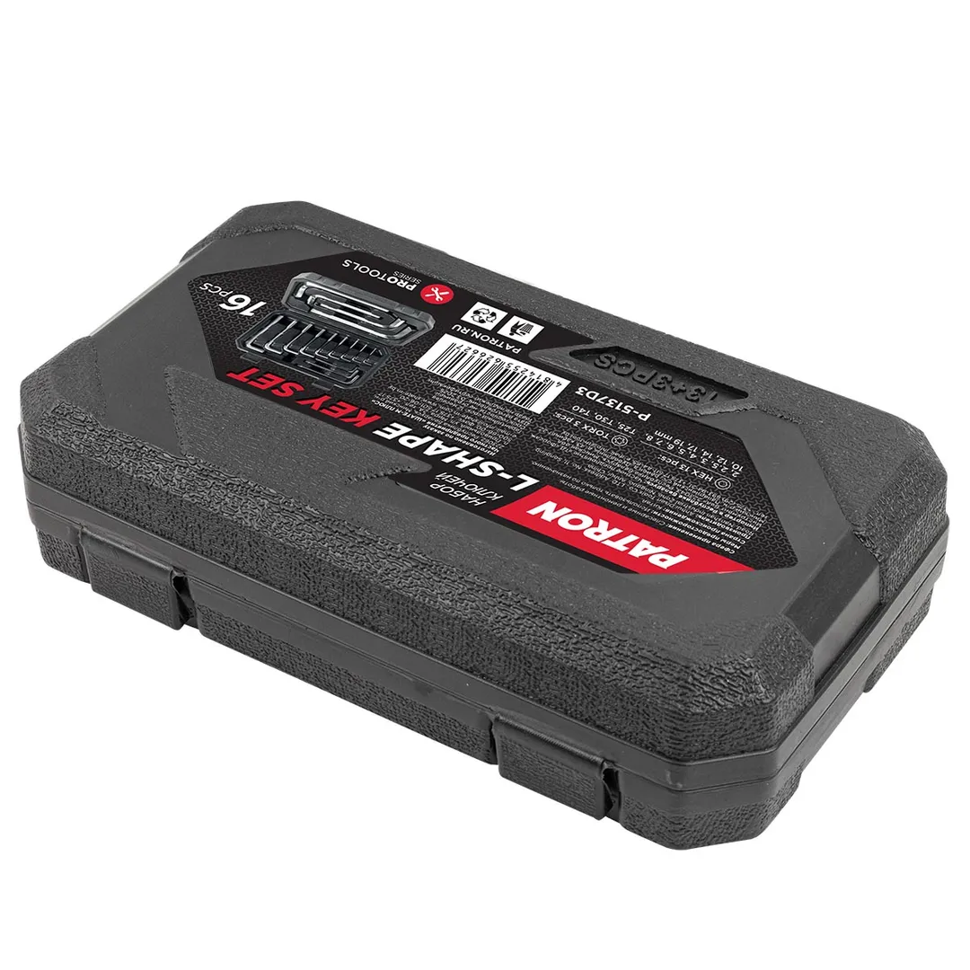 Набор Г-образных ключей HEX (6-гр) 2-19 мм, TORX T25, T30, T40 13+3 пр PATRON P-5137D+3