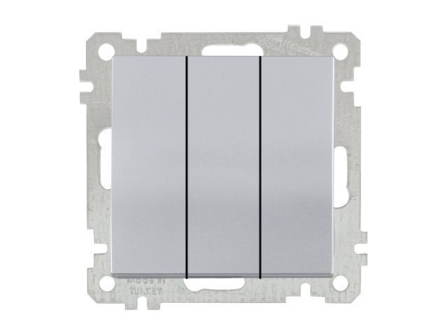 Выключатель 3-клав., скрытый, винт. зажим серебро, ELITRA, 10 A, 250 V, IP 20 Mutlusan 2270 409 0292