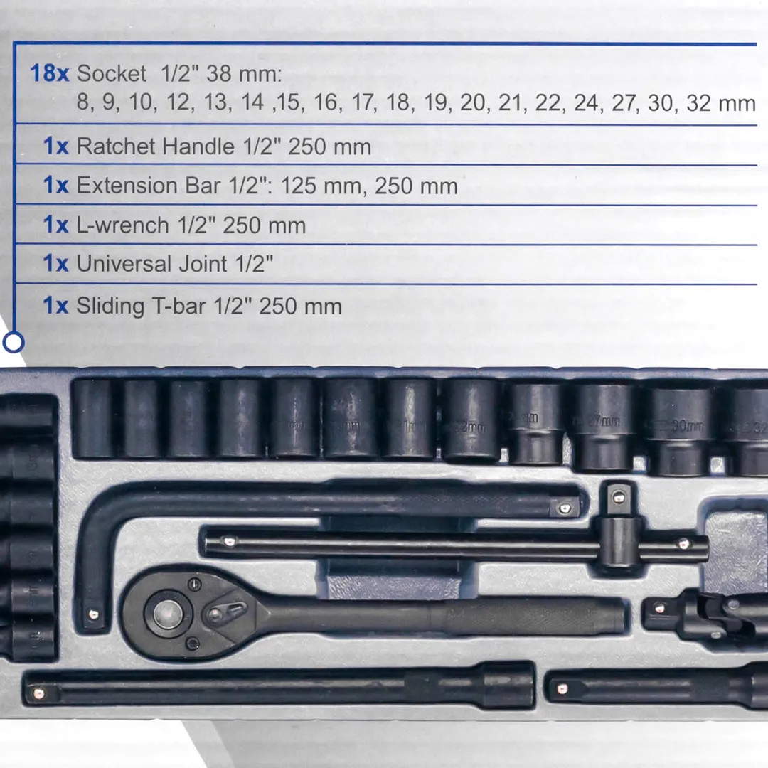 Набор инструментов 24 пр 1/2'' 6-гр Scheppach Sch-4245B-5MPB