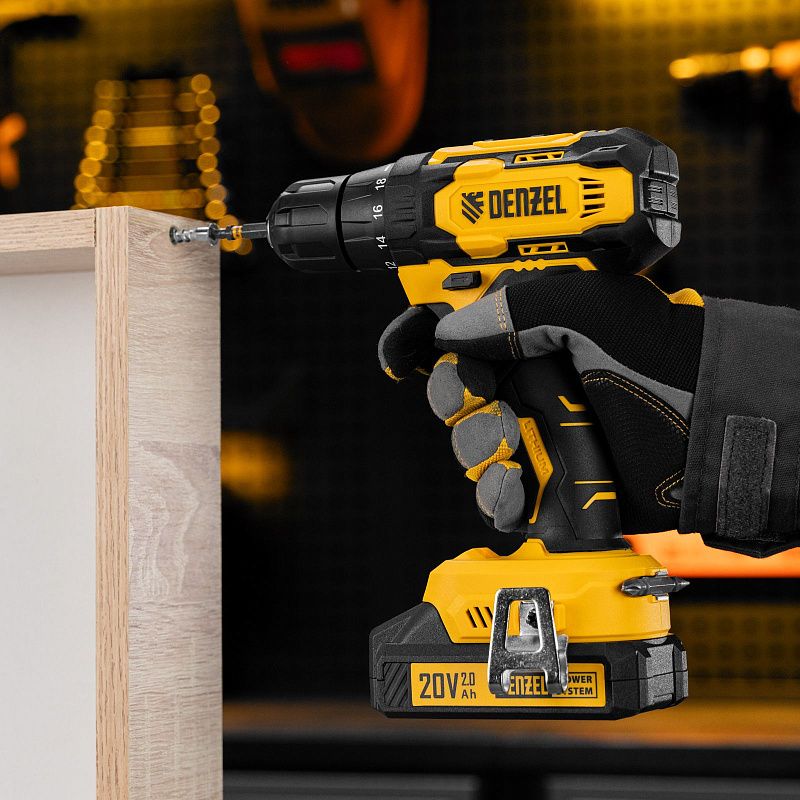Дрель-шуруповерт аккумуляторная CDQ-20, Li-Ion, 20 В Denzel 26118