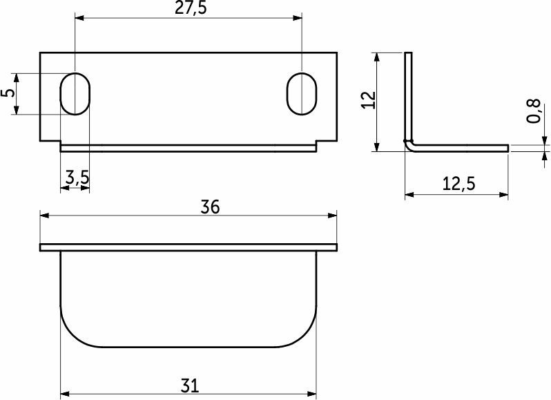 Планка ответная угловая к замку увеличенная AKS 106081