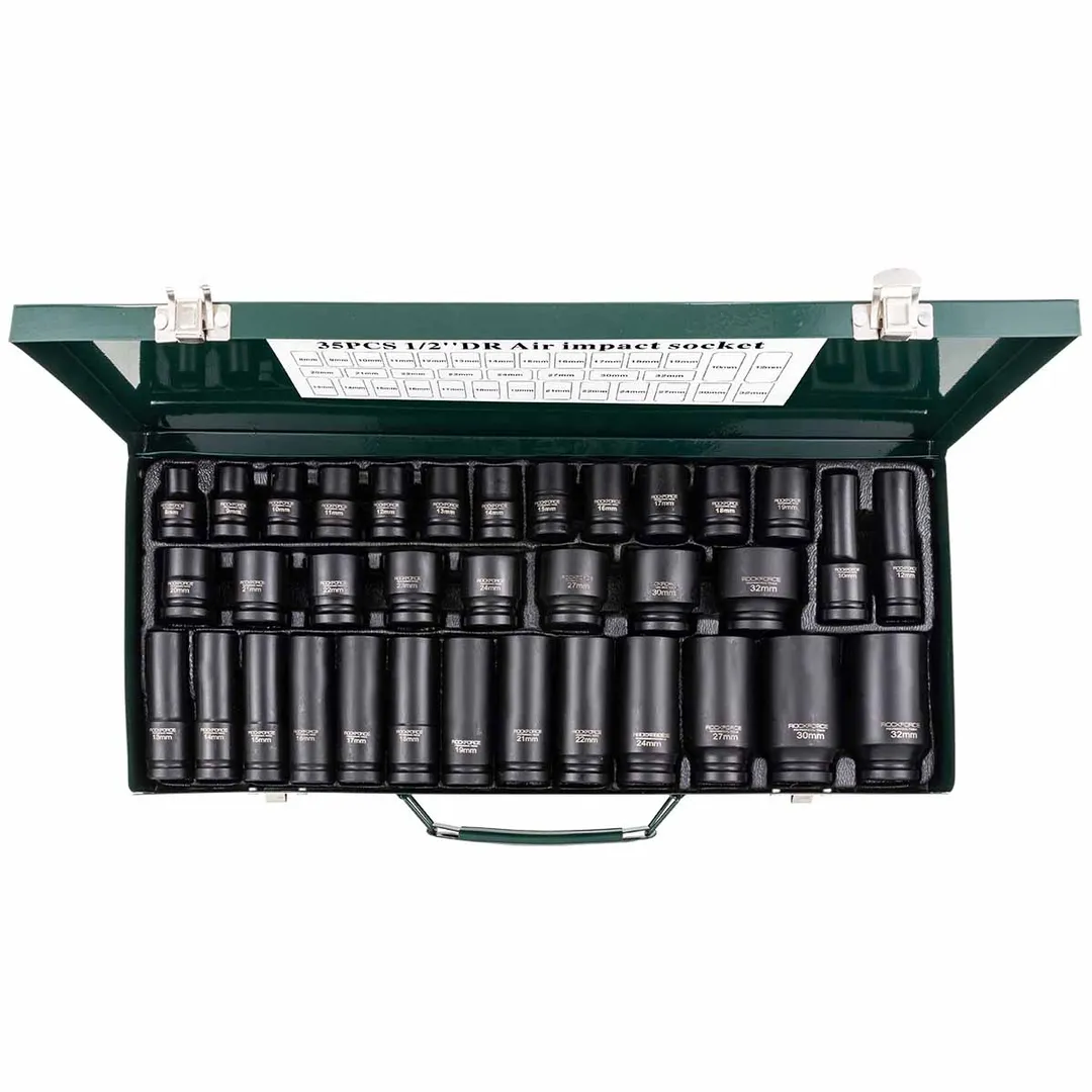 Набор ударных головок 35 пр. 1/2" 6-гр, L38 мм: 8-32 мм, L78 мм: 10-32 мм RockForce RF-4353-5MPB