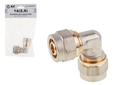 Колено 16, 2,0 для трубы PEX, угольник AV Engineering AVE309009