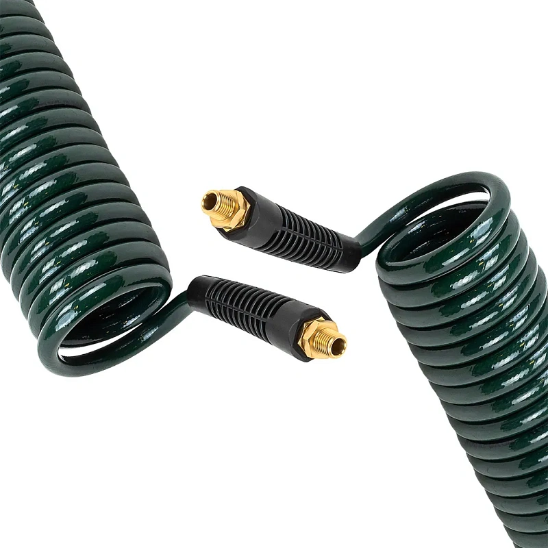 Шланг витой полиуретановый 8х12 мм, 7.5 м с резьбовыми наконечниками 1/4'', 15бар, раб. t от -20 до +60°С RockForce RF-AHC-48D