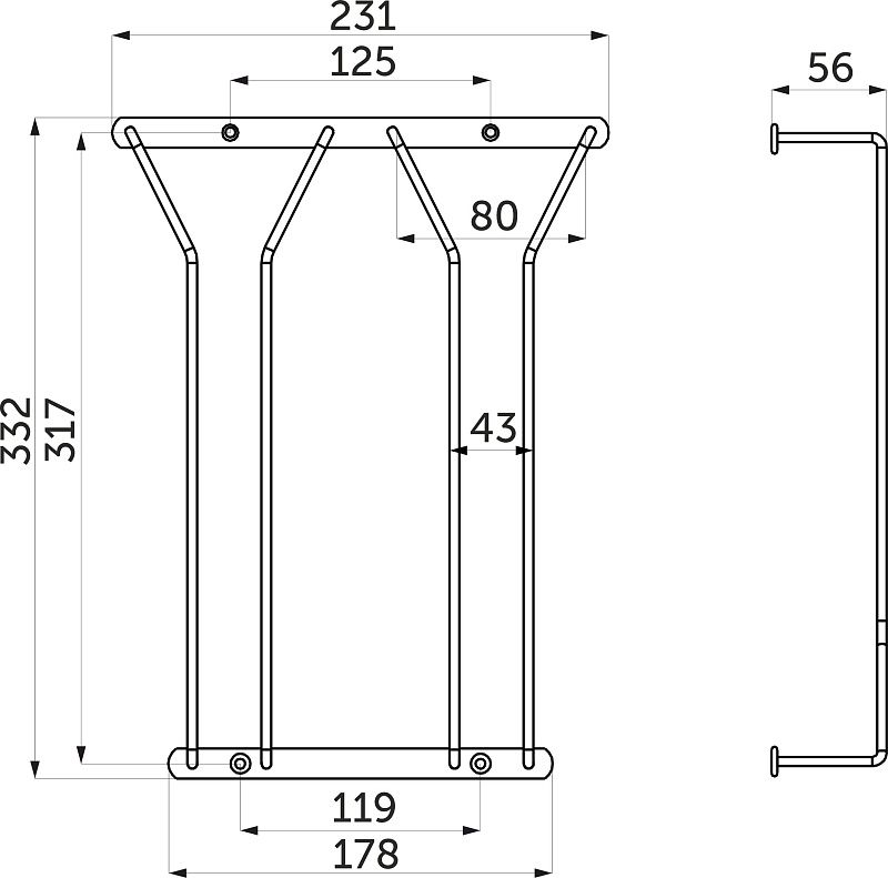 Держатель подвесной для бокалов двухрядный, графит AKS 123868