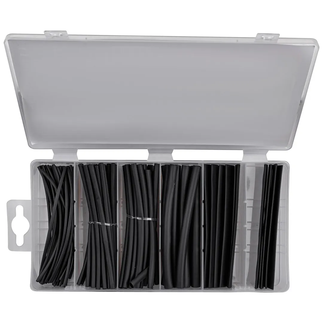 Набор черных термоусадочных трубок 1,5-13 мм, L100 мм 100 пр RockForce RF-068661