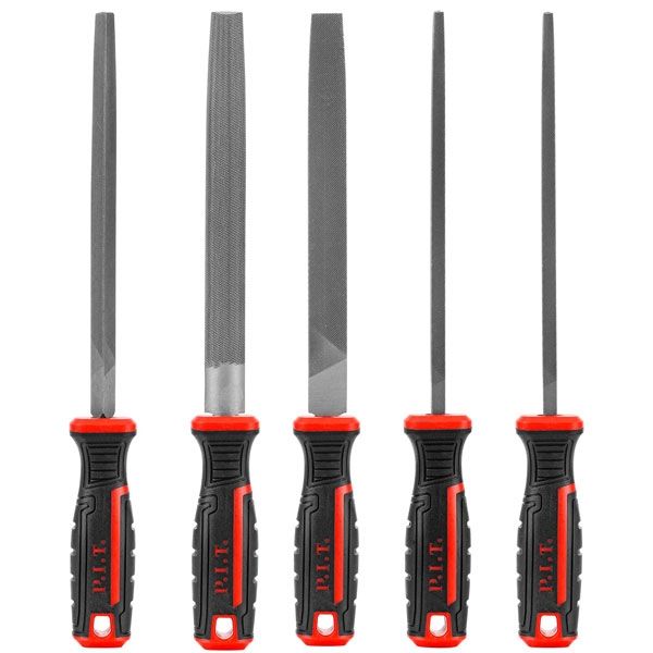 Набор напильников HSET03-0005 (5шт, №2, 300/200 мм, перекрестная насечка, двухкомп. рукоятка) PIT HSET03-0005