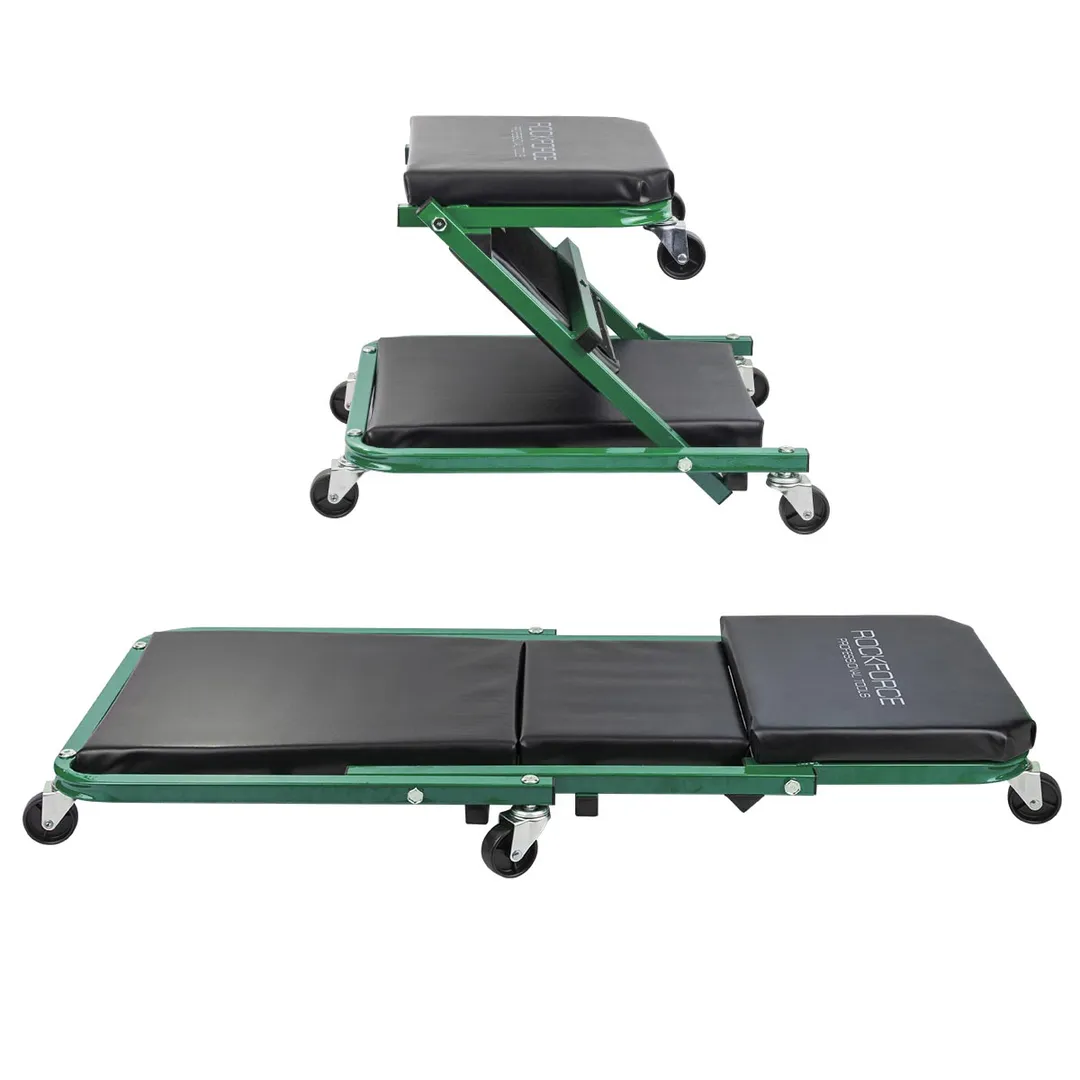 Стул-лежак трансформер подкатной на 6-ти колесах, лежак/стул: размеры 910х410х120 мм/460х410х360 мм, max нагрузка 150/120кг RockForce RF-11412