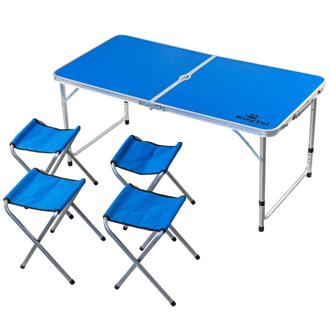 Стол с кладной со стульями для кемпинга 120х60х50/60/70 см, 4 стула KINGTUL KT-09517M