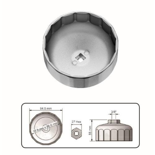 Чашечный фильтросъёмник крышки масляного фильтра BMW 3/8" 27 мм Hex, D94 мм FORCE 6318716