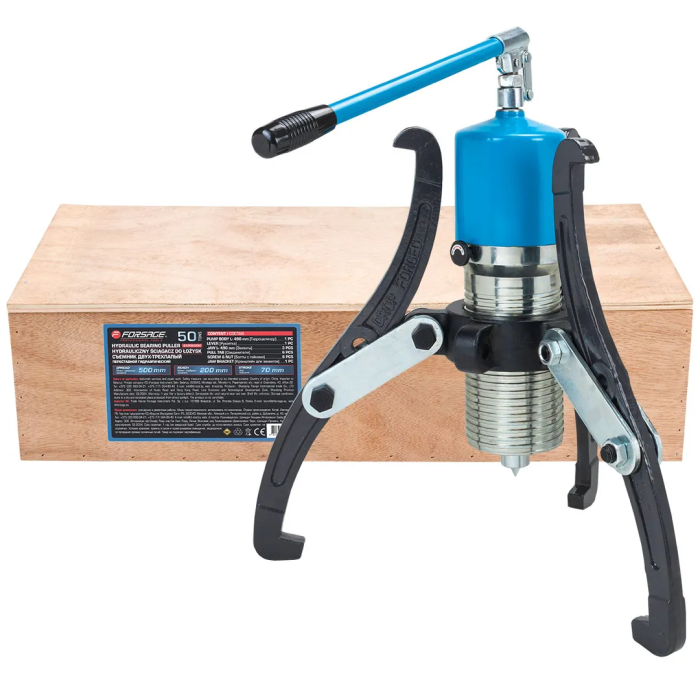 Съемник двух-трехлапый переставной гидравлический 50 т, Øзахвата 200-500 мм, глубина 250 мм, ход штока 60 мм Forsage F-6590650H