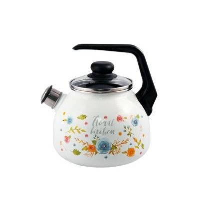 Чайник эмал 3,0л со свистком Floral kitchen ТМ Appetite Стальэмаль 4с209я_1