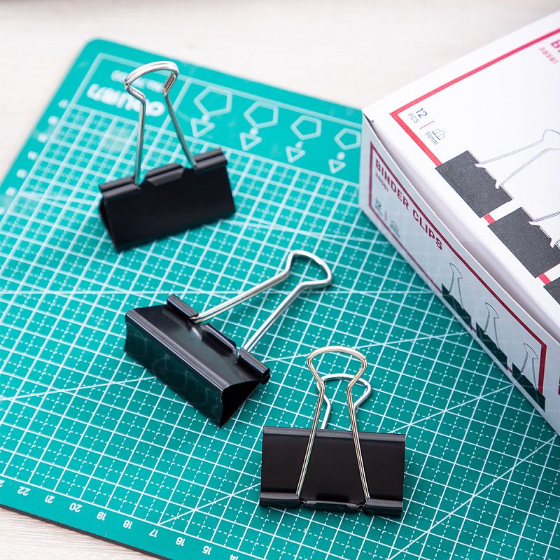 Зажим для бумаг "Deli", 51 мм, 12 штук, черный