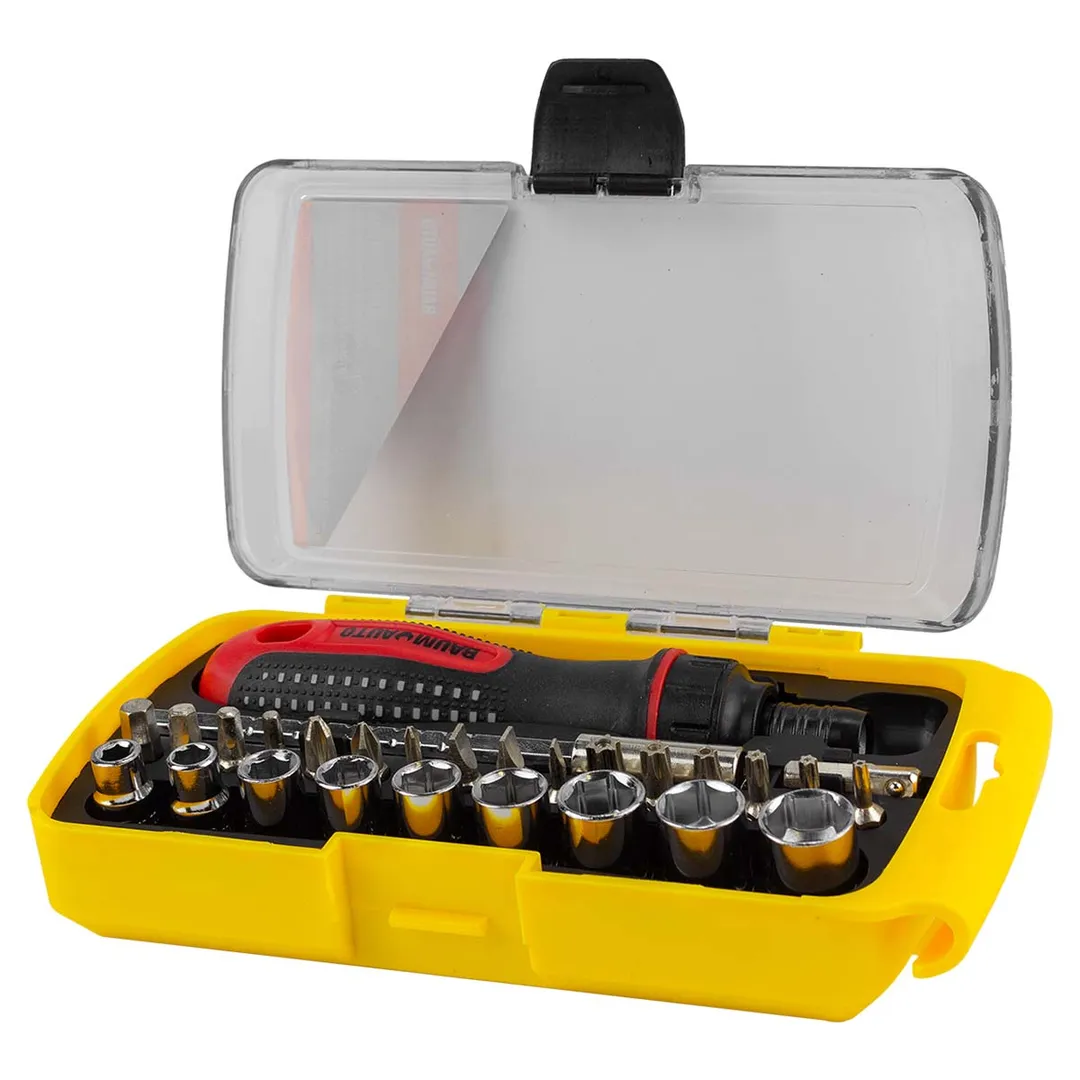 Отвертка реверсивная телескопическая с комплектом бит и головок 28 пр. BaumAuto BM-30314228