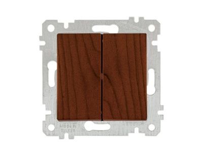 Выключатель 2-клав. (скрытый, без рамки, винт. зажим) орех, RITA, (10 A, 250 V, IP 20) Mutlusan 22004020257