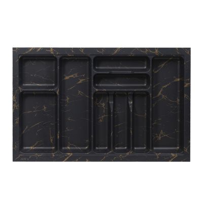 Лоток для столовых приборов 800 MARBLE 735*485, черно-золотой мрамор AKS 125453