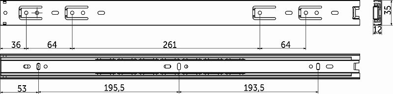 Направляющая шариковая L-500 h35 B GRIDLI 112465
