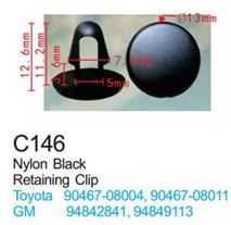 Клипса для крепления внутренней обшивки а/м Тойота пластиковая, 100 шт Forsage C0146(Toyota)